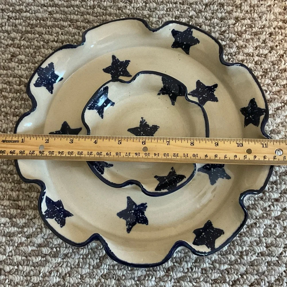 Vintage At Home American Marshall Pottery Chip and Dip Serving Dish